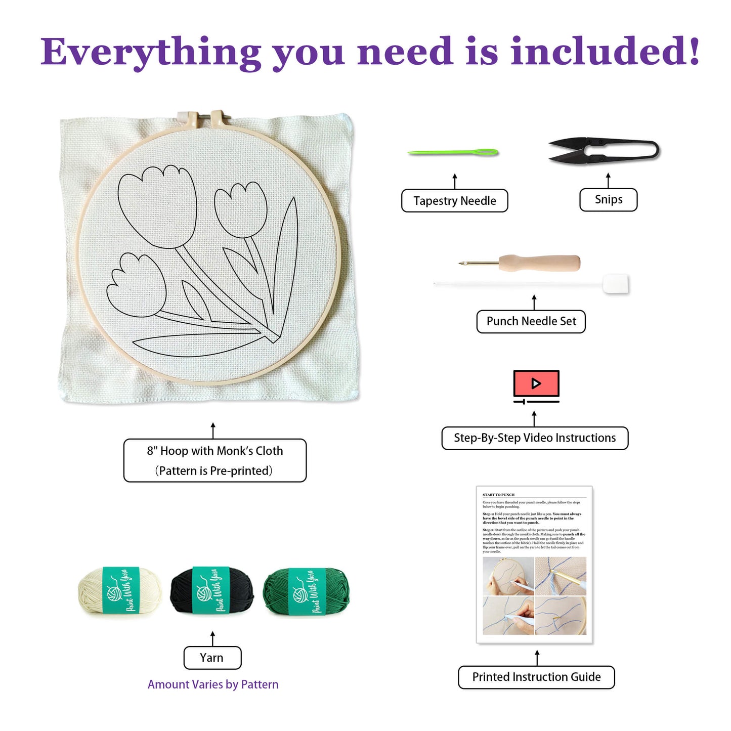 Three Tulips Punch Needle Kit