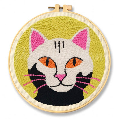 White Cosmic Cat Punch Needle Kit