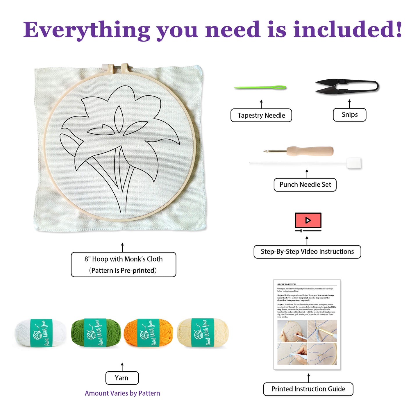 Yellow Lily Punch Needle Kit